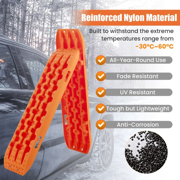 Coast Offroad Tractieplanken – Set van 2 – 10 Ton Draagvermogen – 150° Buigbaar – 107 x 31 x 7 cm – Oranje
