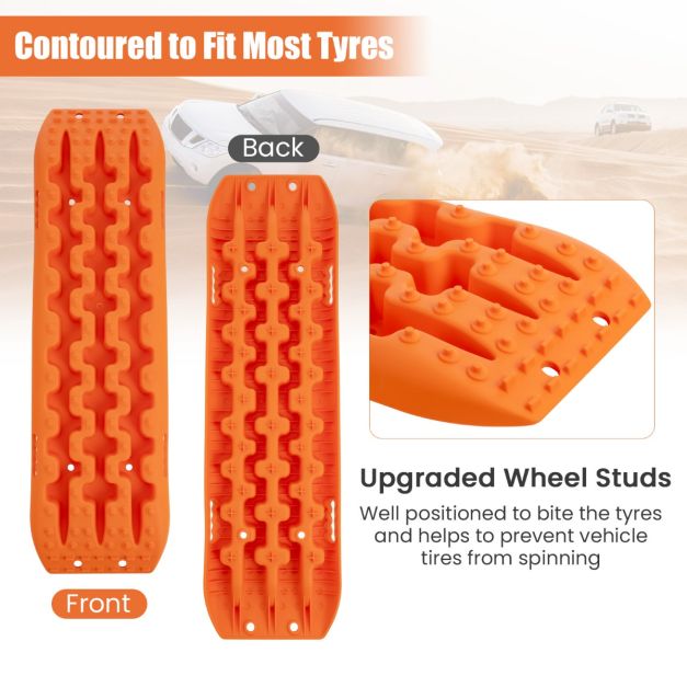 Coast Offroad Tractieplanken – Set van 2 – 10 Ton Draagvermogen – 150° Buigbaar – 107 x 31 x 7 cm – Oranje