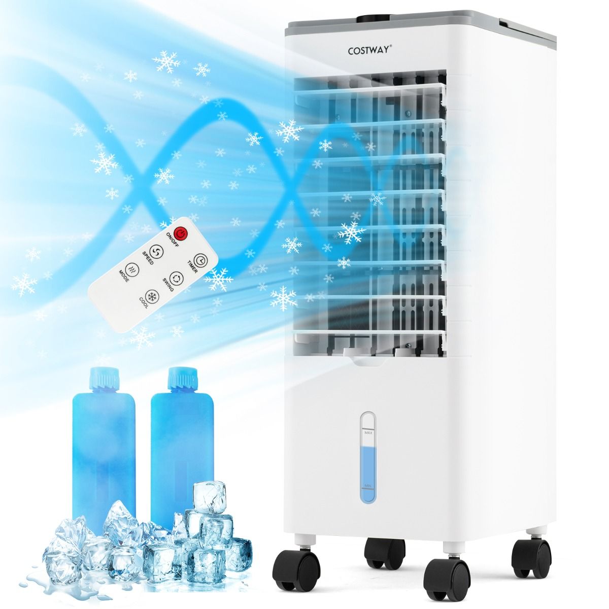Coast Mobiele Airconditioning - 3 in 1 - Zonder Afvoerslang - 60W - 2,8L - 25,5 x 22 x 59 cm - Wit