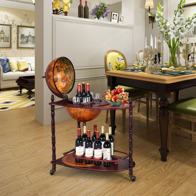 Globusable Wereldbol Wijnrek – Minibar & Flessenrek – Huishoudelijk – 70 x 45 x 88 cm
