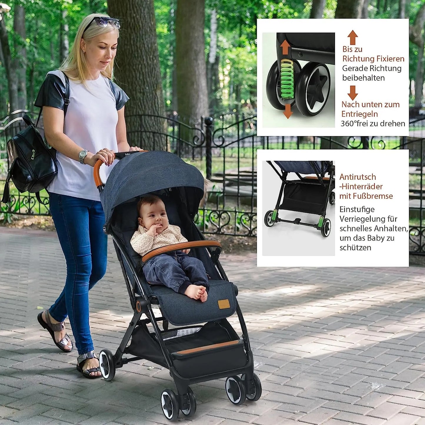 Coast Opvouwbare Kinderwagen - Verstelbare Rugleuning & Voetensteun - 41 x 72 x 96,5 cm - Blauw