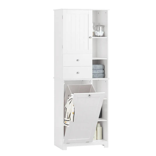 SoBuy - kast met waszak - wit - 96x43x15cm