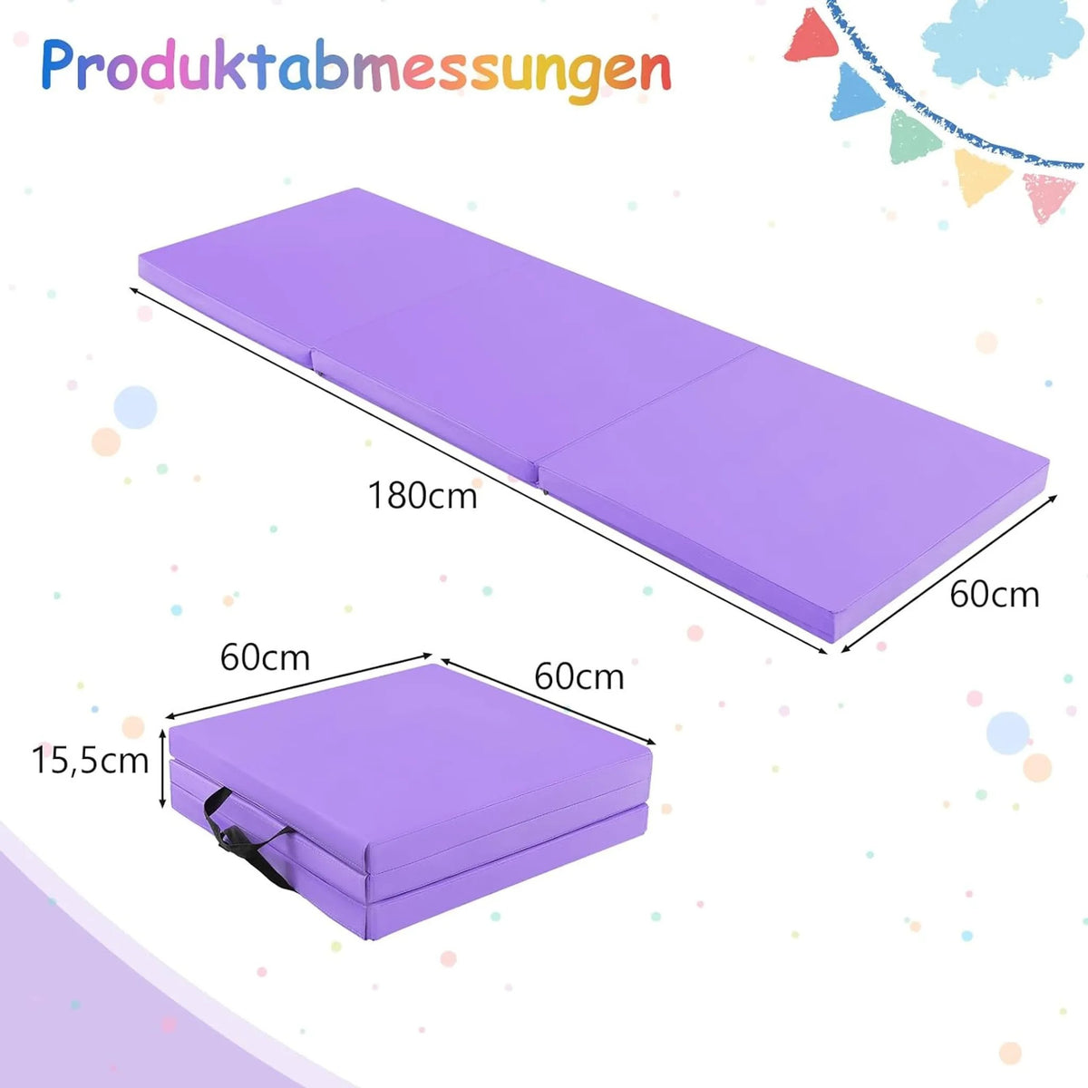 Coast Oefenmat - Opvouwbaar & Klittenband - 7.5Kg - 180 x 60 x 5 cm - Paars