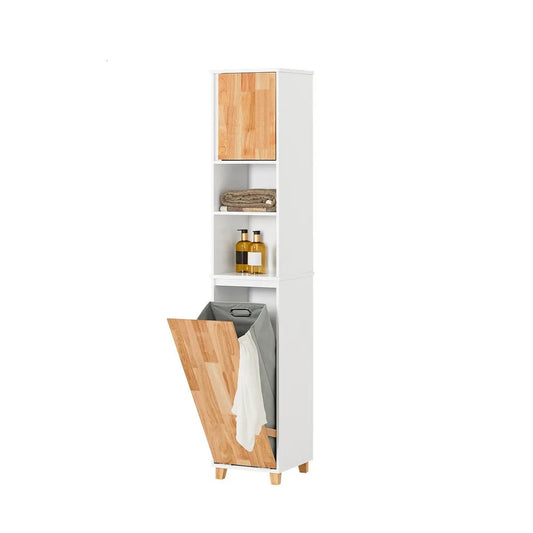 SoBuy - badkamerkast met uitklapbare waszak - wit - 31x170x32cm