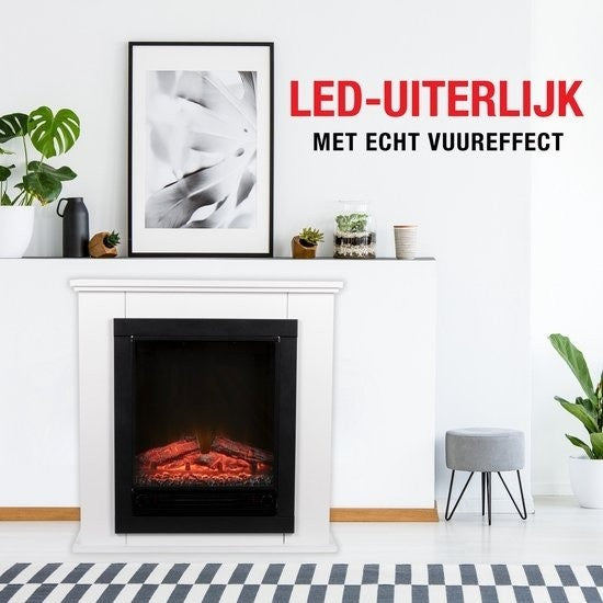 Classic Fire Elektrische Sfeerwarming - 1800W - LED Vlammen - 70 x 22 x 71 cm - Wit