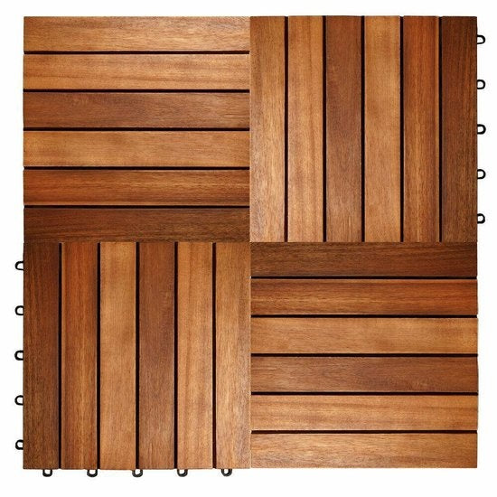 Terrastegels, acaciahout, set van 11, 30 x 30, tuintegels, balkontegels