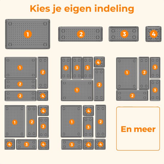 Posity Lade Organizer - 25 Stuks - Organizer Bakjes - Lade Bakjes - Opbergbakjes - Make-up Organizer - Voor Keuken, Badkamer & Bureau - Kunststof - Zwart Transparant