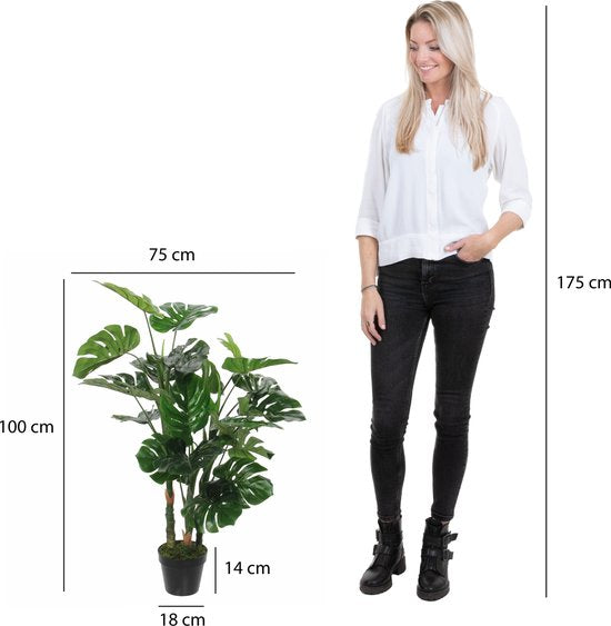 Mica Decorations Monstera Kunstplant - H100 x Ø75 cm - Groen