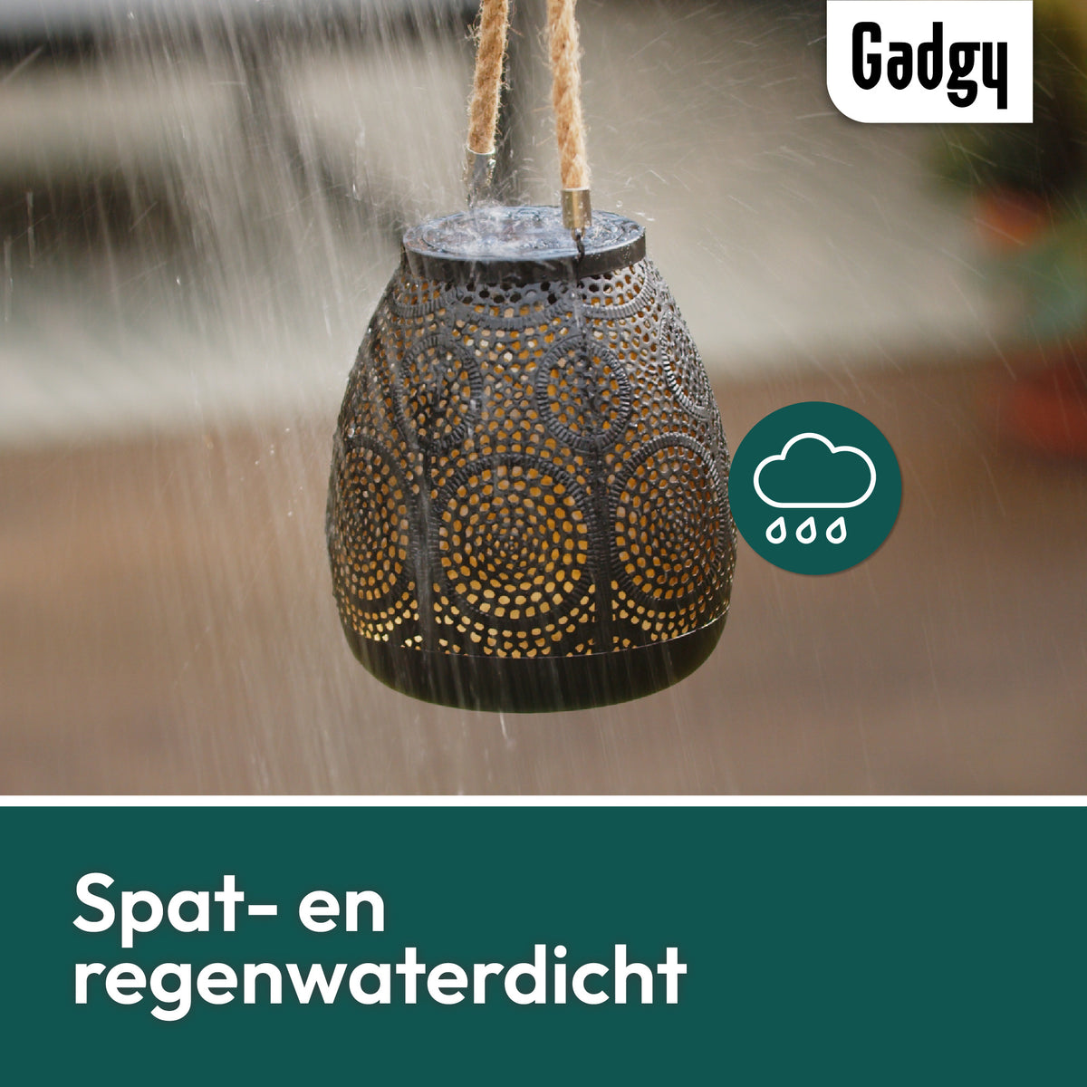 Gadgy Solar Tafel Buitenlamp Circles - Solar Tuinverlichting Zonne Energie met Schaduweffecten - Solar Lamp Tuin, Terras & Balkon - Tuinverlichting Led Buiten ophangen – Lantaarn Windlicht op Zonneenergie - Lantaarn voor Buiten - Brons / Goud