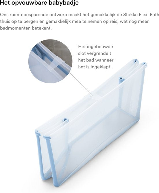 Stokke Flexi Bath (Ocean Blue) met ondersteuning voor pasgeborenen - Duurzaam en gemakkelijk op te bergen - Handig voor thuis of op reis - Voor baby’s en kleuters en tot 4 jaar