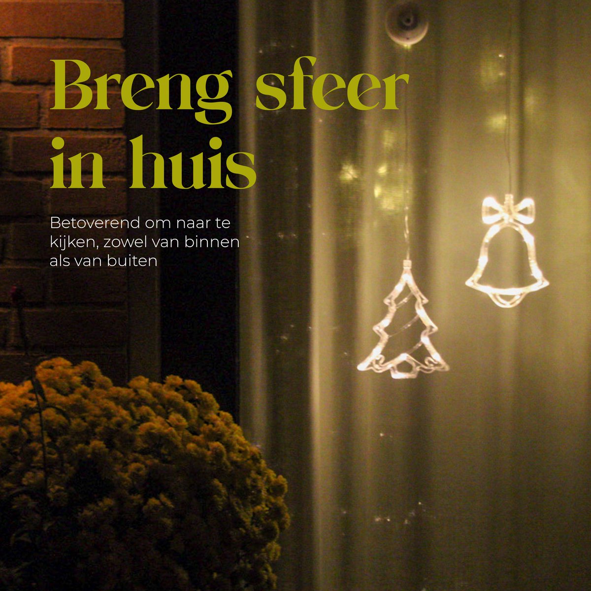 Giftmas LED Hangdecoratie Kerstbel & Kerstboom Warm Wit 14x18,3 cm - Op Batterijen - Raamdecoratie Voor Binnen