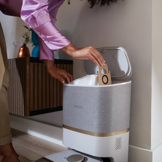 Philips HomeRun Aqua 7000 Series XU7100/02 - Robotstofzuiger met Dweilfunctie - Incl. Laadstation - Wit / Goud - App Connected