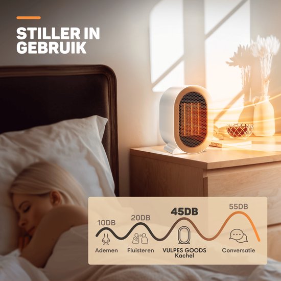 Vulpes Goods® Tech - Elektrische Kachel Pro - Ventilatorkachel - Heater - 2 Standen - 1200W - LED Indicatie - Wit