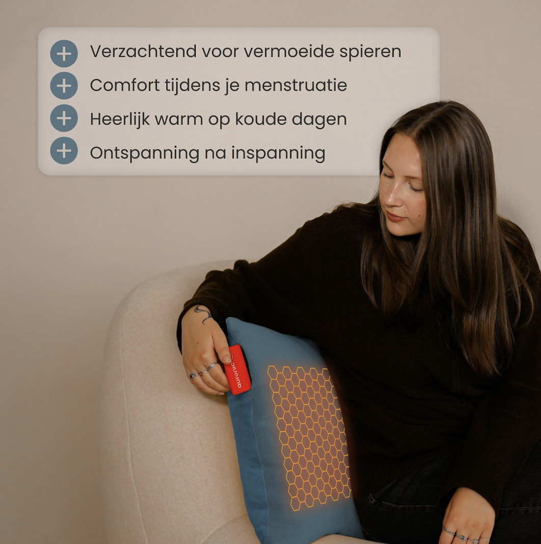 Auronic Elektrisch Warmtekussen Classic - Infrarood - Oplaadbaar - 45x45 cm - Blauw