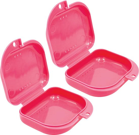 Gebitsbakje - 2 Stuks - Beugelbakje - Roze - Voor - Beugel - Kunstgebit - Prothese - Beugelbakje - Beugeldoosje - Bakje - Gebittenbakje