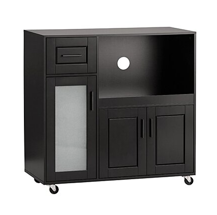 SoBuy Magnetronkast met 3 Kasten & 1 Lade - 89 x 40 x 89 cm - Zwart