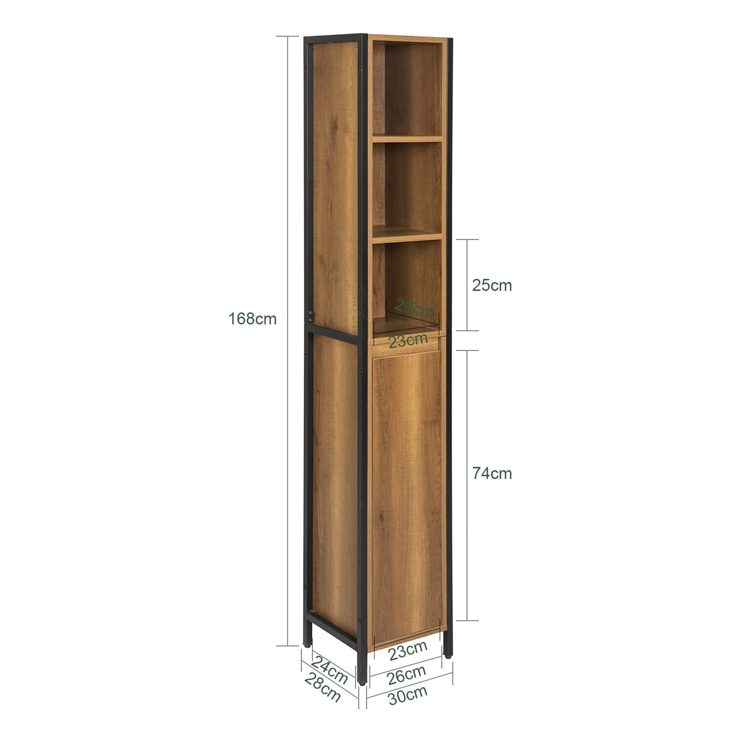 SoBuy Badkamer Kolomkast - 30 x 28 x 168 cm - Houtkleurig
