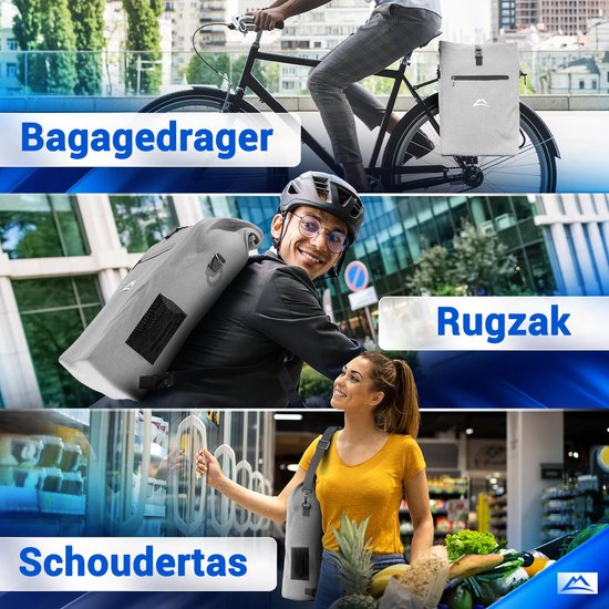 Nextcover 3in1 Fietstas - waterdichte rugzak en schoudertas 25L - PVC vrij