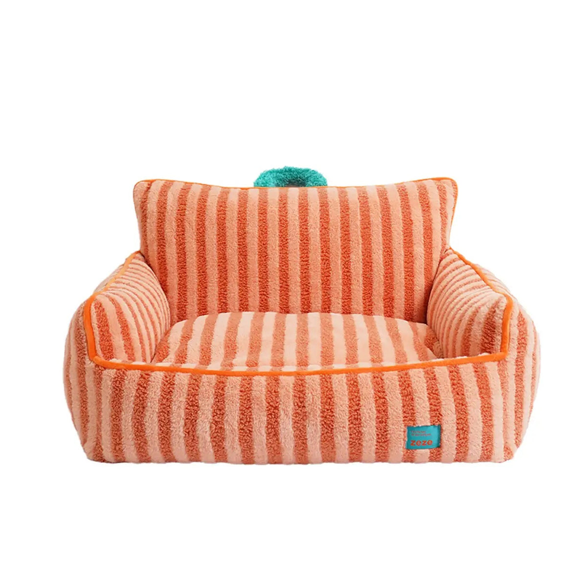 ZEZE Gestreept Pluche Huisdierenbed - Basic Oranje - 68 x 53 x 37 cm
