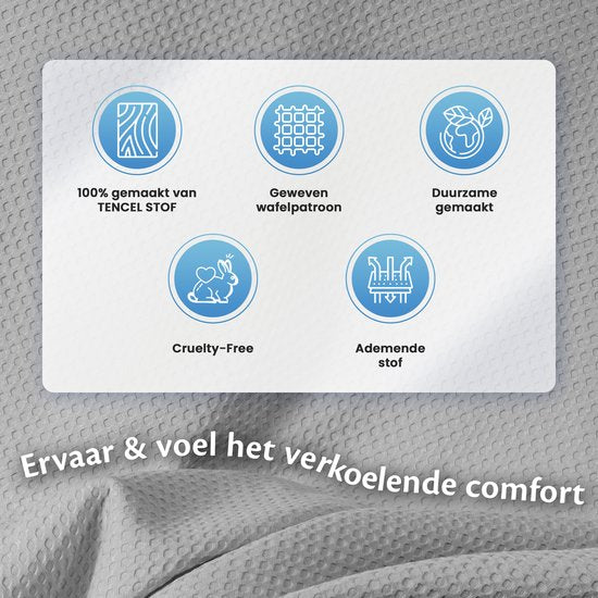 EL-Life Koeldeken 135x200 cm - 100% Bio-Tencel - Zelfkoelende deken - Cooling blanket - Zomerdekbed - Zomerdeken - Mistig grijs