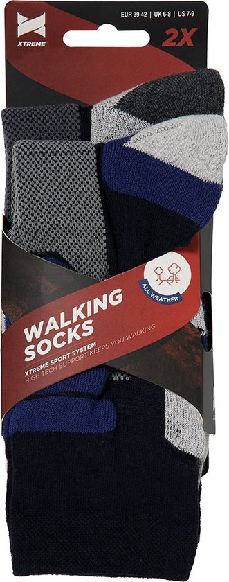 Xtreme Wandelsokken 2-pak - Unisex Synthetische sokken - Multi Blue