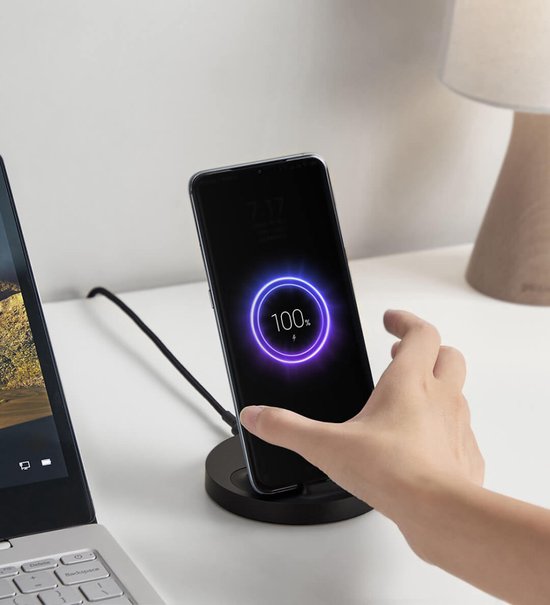 Xiaomi Mi Wireless charger verticale standaard met qi draadloos opladen en LED indicator - 20W - inclusief USB C kabel