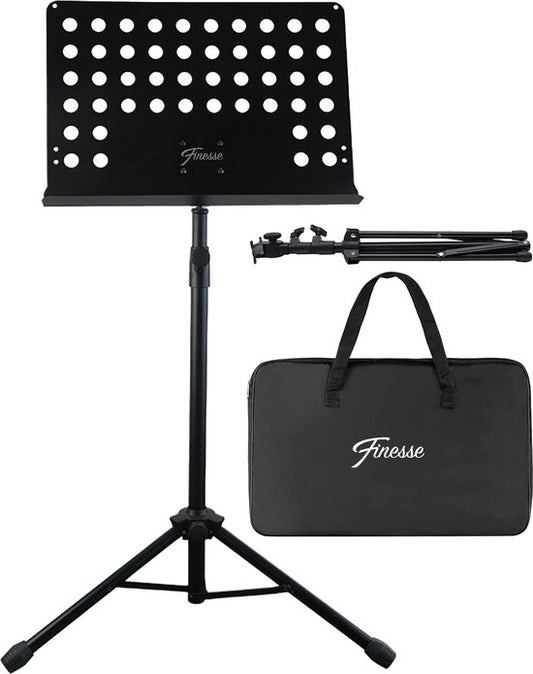 Finesse Muziekstandaard voor Bladmuziek - XL - Opvouwbaar - met Draagtas - Lessenaar voor Tablet - Zwart