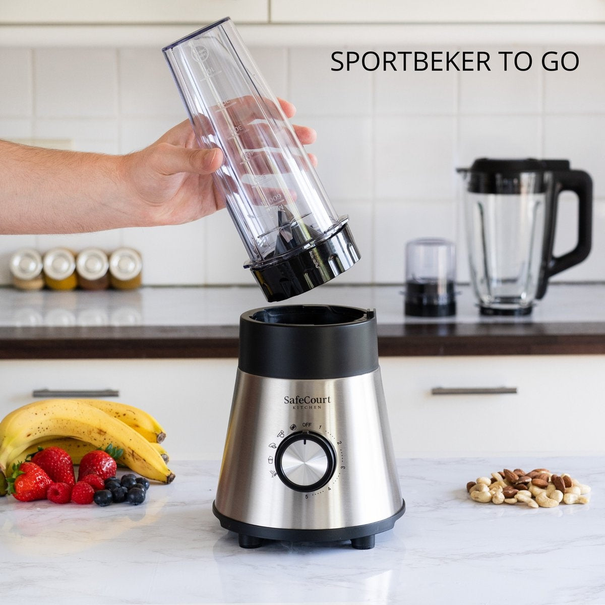 Safecourt Kitchen HB100 - Krachtige Blender - 5 programma's - 1000W - 1.5L