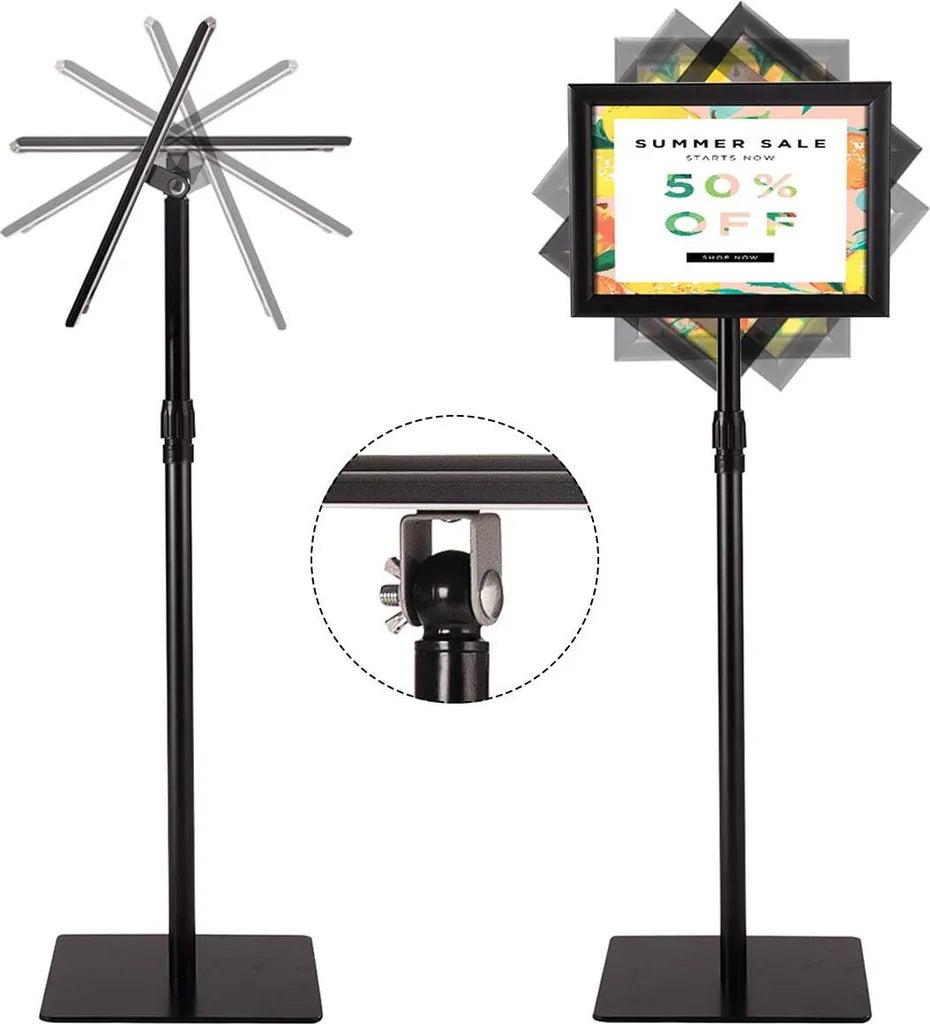 Stabiele Informatiestandaard - Presentatie Standaard - Reclamestandaard - A4 Posterstandaard - Standaard met Poster Frame en Bord 33 x 24 cm zwart