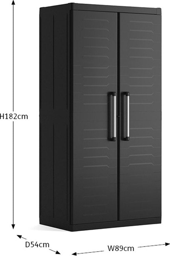 Keter Detroit XL Hoge Kast - 4 planken - 89x54x182cm - Zwart