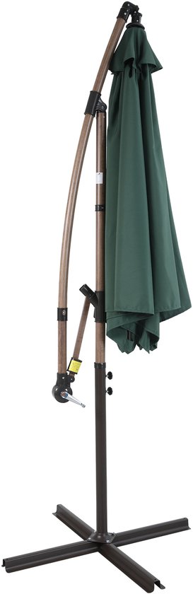 AXI Dion Zweefparasol Ø 300cm Eikenlook/groen – Gepoedercoat frame met kruisvoet