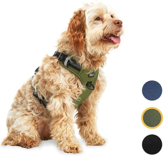 Jake en Jacky - Hondentuigje - Anti-Trek Tuig - Hondenharnas - Y Tuig Hond - Reflecterend - M - Groen