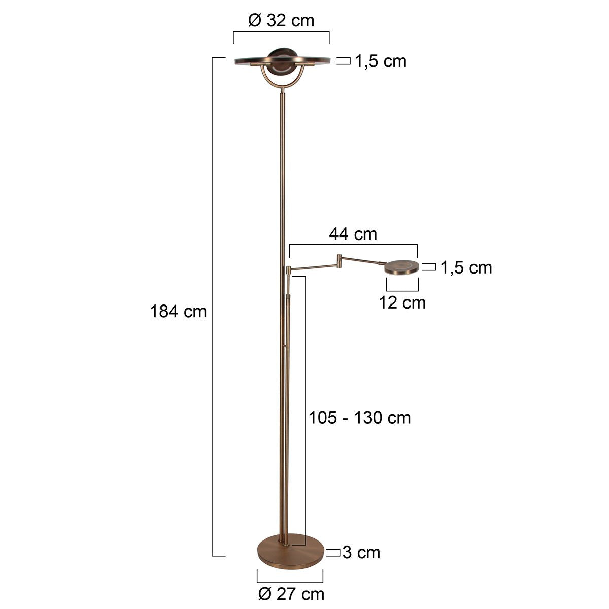 Steinhauer Exclusive - vloerlamp - Soleil2 - brons - kunststof metaal - Ø 32cm - LED - 4386BR