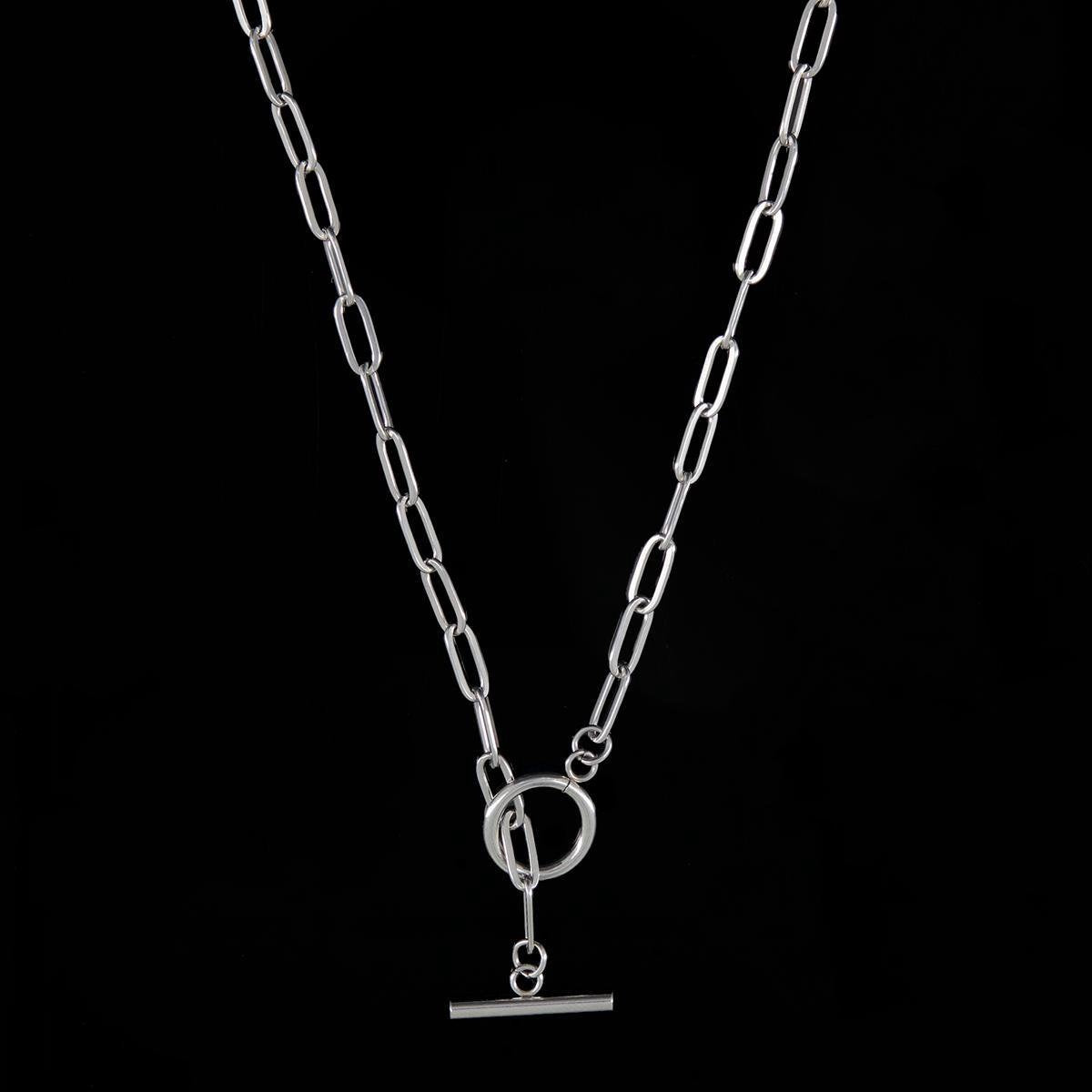 Laura Ferini Dames Ketting Catena Zilver - Zilverkleurige Schakelketting - 18K Witgoud Verguld - Halsketting - Collier - Sieraad - Accessoires - Dames Ketting