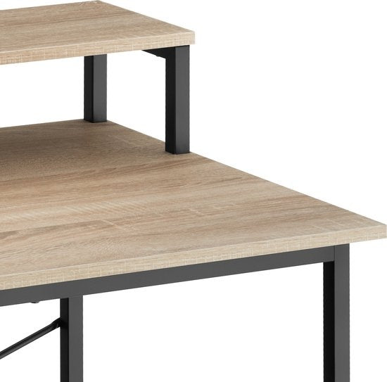 tectake® - Bureau Everett - 80 cm breed - computertafel - met plank en organizer - lichtbruin – 404663