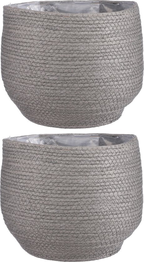 Mica Decorations Jorck Mand voor Planten - H24 x Ø26 cm - Papier - Grijs