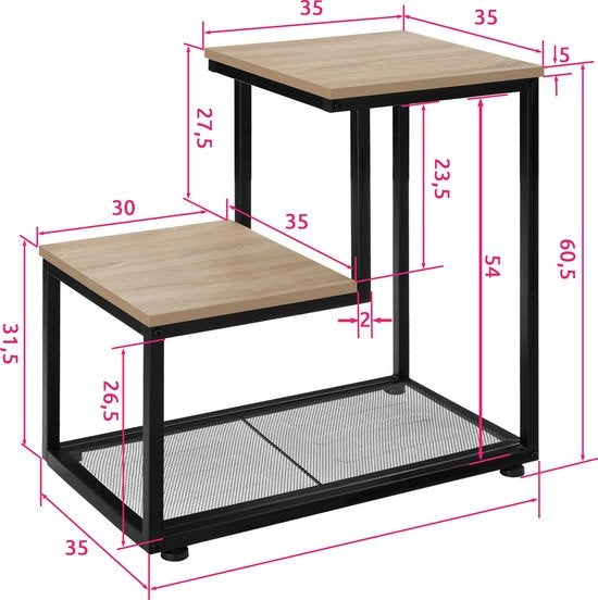 tectake -Bijzettafel Halifax - salontafel - industrial light - 404272