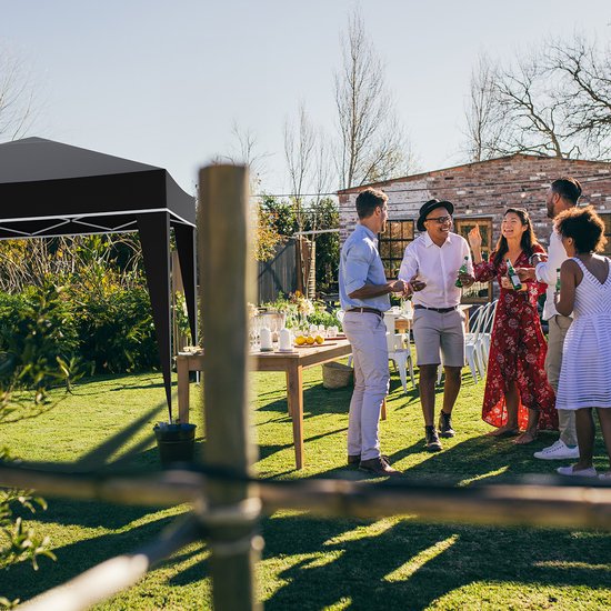 LifeGoods Partytent - Paviljoen - Easy Up - Opvouwbaar - Waterdicht - Met Draagtas - 300 x 300 cm – Zwart