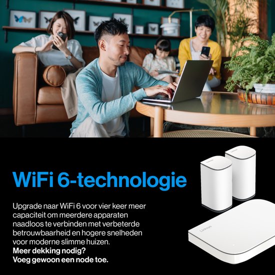 Linksys Velop Micro Mesh 6 - Router - WiFi 6 - Dual-band - Mesh WiFi - 3000 Mbps - 3-pack - Wit