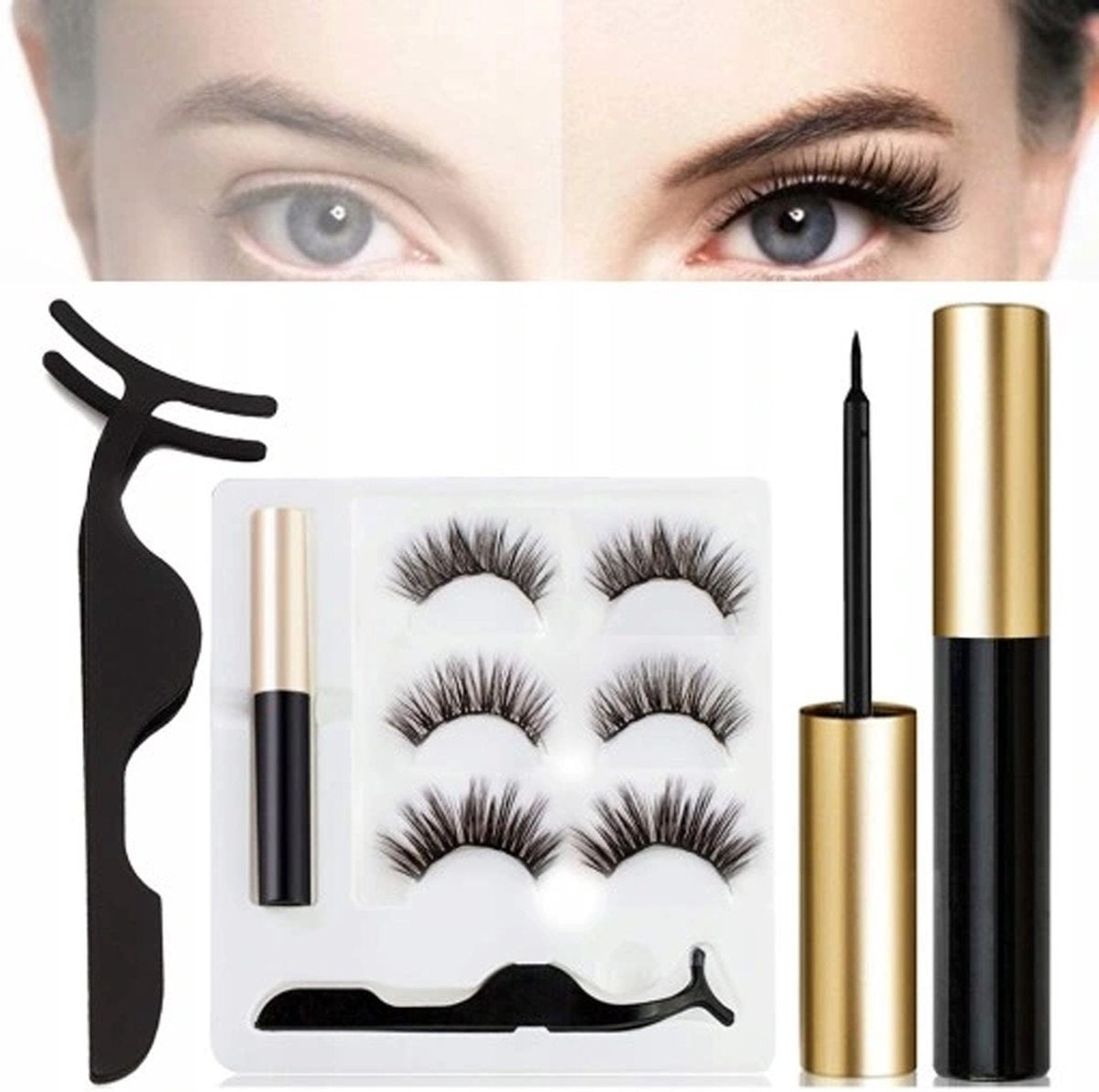 Magnetische Wimpers - Eyeliner & Pincet - Wimper Extension - 3 Paar Nepwimpers - Lashes Set - Rheme