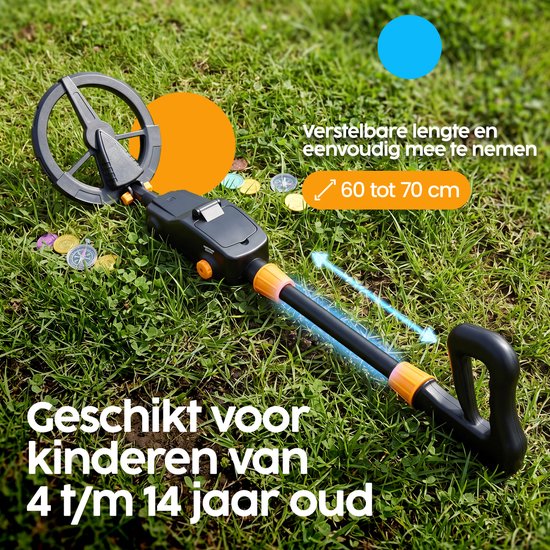 Infinity Goods Metaaldetector Junior - Voor Kinderen - Waterdicht & Lichtgewicht - Verstelbaar - LCD Scherm - Incl. Batterijen en Schep