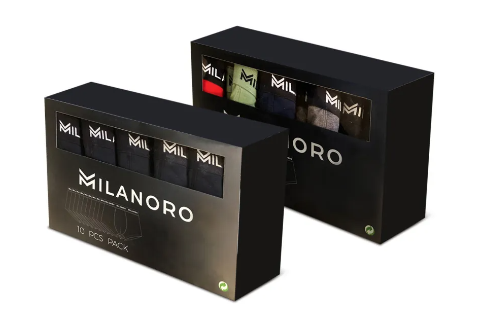 Milanoro - Set van 10 stijlvolle katoenen boxershorts - Zwart - XXL