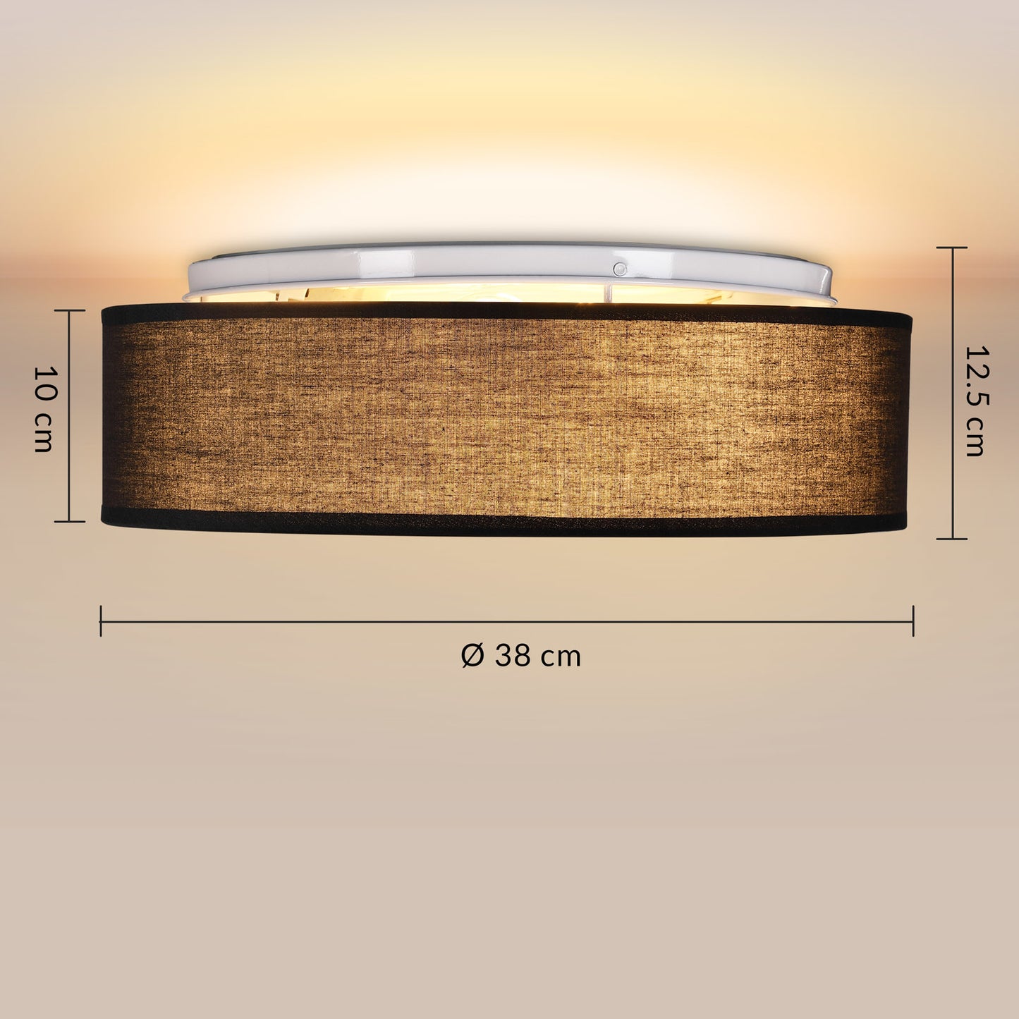 Monzana Plafondlamp Zwart Stof Ø38cm