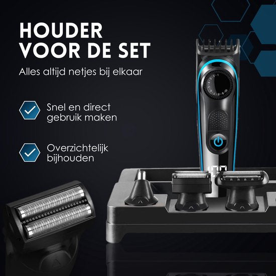 5-in-1 Baardtrimmer Mannen - 5 Verwisselbare Opzetstukken - Trimmer Baard en Lichaam - Bodygroomer - Neus en Oortrimmer