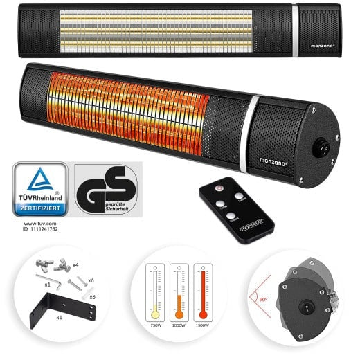 Infrarood wandverwarming 2000W zwart