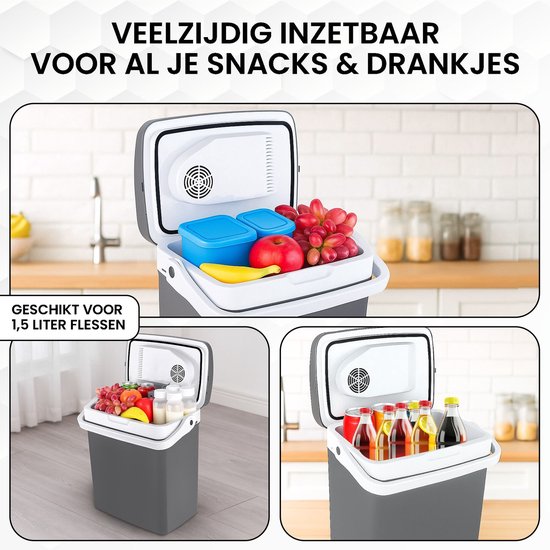 Outbee Koelbox - Koelbox elektrisch 12v 230 volt - Koelbox auto - 21L - Geschikt voor 1,5 liter flessen - Grijs