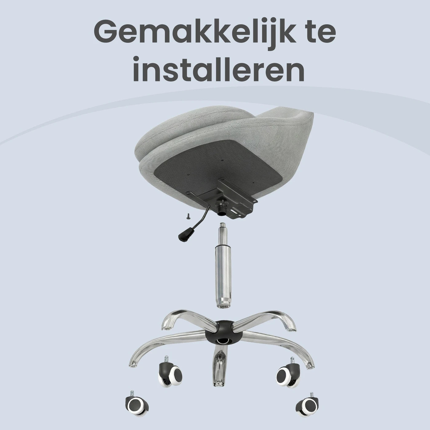 Ochama Bureaustoel - Grijs - Katoen-linnenmix - In Hoogte Verstelbaar - Draaibaar met Wielen - 60 x 60 x 80-90 cm