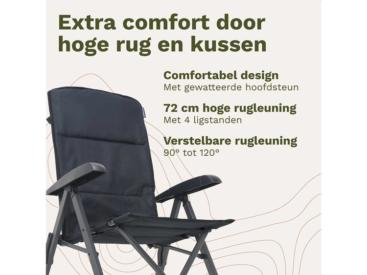 TRVLMORE Campingstoel - Luxe Soft -  Verstelbaar - Grijs