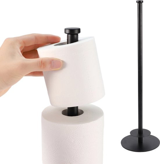Duna Reserverolhouder - WC Rolhouder - Toiletrolhouder - Vrijstaand - Zonder Boren - Zwart