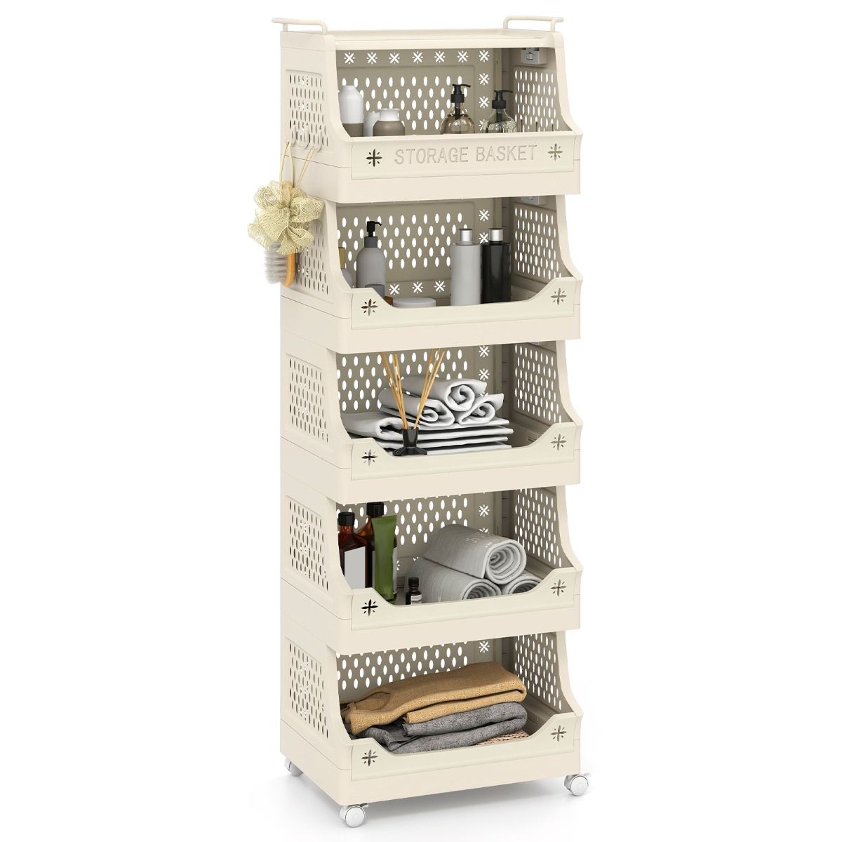 Coast Opbergrek op Wieltjes - 6 laags - Stapelbaar - Beige